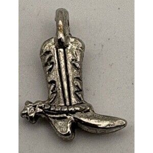 Vintage Cowboy Boot Charm with Spur – Western Silver Tone Pendant